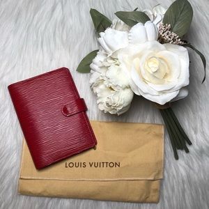 Louis Vuitton Authentic Red Epi Leather Agenda/Day Planner w/Pen/Ruler,No Paper